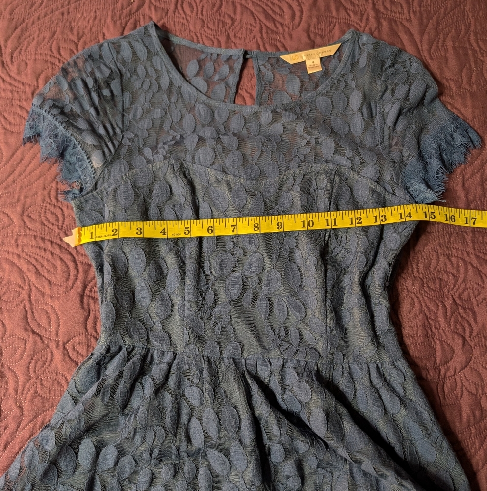 LC Lauren Conrad Floral Teal Lace Dress, Size 4, Vintage Y2K, Spring Summer